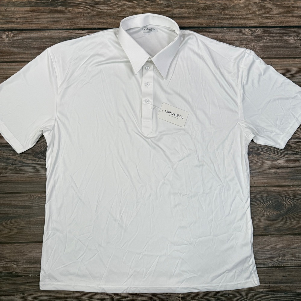 Collars & Co Men Size 3XL Polo Shirt White English Spread Collar Performance NEW - Picture 4 of 10